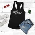 Vintage Shark Silhouette Hammerhead Shark Tiger Shark Heart 158 Trending Shirt Women Flowy Tank