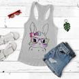 Cute Bunny Rabbit Face Tie Dye Glasses Girl Happy Easter Day Women Flowy Tank