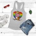 Cute Orange Tabby Cat Skateboarder Rainbow Heart Skater Women Flowy Tank