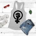 Feminist Raised Fist - Distressed Fitted Women Flowy Tank