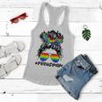 Proud Mom Lgbt Gay Pride Messy Bun Rainbow Lgbtq Women Flowy Tank