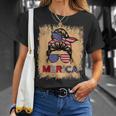 4Th Of July Merica Sunglasses Classy Mom Life Messy Bun Unisex T-Shirt Gifts for Her
