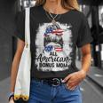 All American Bonus Mom 4Th Of July Messy Bun Proud Merica Unisex T-Shirt Gifts for Her