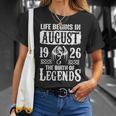 August 1926 Birthday Life Begins In August 1926 T-Shirt Gifts for Her