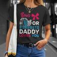 Burnouts Or Bows Daddy Loves You Gender Reveal Party Baby Unisex T-Shirt Gifts for Her