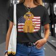 Golden Retriever Dad & Mom American Flag 4Th Of July Usa Lab Unisex T-Shirt Gifts for Her