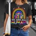 Human Lgbt Flag Gay Pride Month Transgender Rainbow Lesbian Unisex T-Shirt Gifts for Her