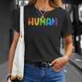 Human Lgbt Rainbow Flag Gay Pride Month Transgender Unisex T-Shirt Gifts for Her