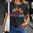 Human Lgbtq Month Pride Sunflower Unisex T-Shirt Gifts for Her