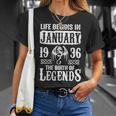 January 1936 Birthday Life Begins In January 1936 T-Shirt Gifts for Her