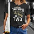 Kids 2 Years Old Fishing Birthday Party Fisherman 2Nd Gift For Boy Unisex T-Shirt Gifts for Her
