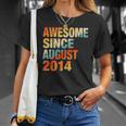 Kids Vintage 7Th Birthday Awesome Since August 2014 7 Years Old Unisex T-Shirt Gifts for Her