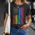 Lgbtq American Flag Pride Rainbow Gay Lesbian Bi Transgender Unisex T-Shirt Gifts for Her