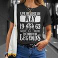 May 1963 Birthday Life Begins In May 1963 T-Shirt Gifts for Her
