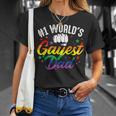 Mens 1 Worlds Gayest Dad Funny Fathers Day Lgbt Pride Rainbow 14 Shirt Unisex T-Shirt Gifts for Her