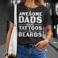 Mens Awesome Dads Have Tattoos And Beards Fathers Day V4 Unisex T-Shirt Gifts for Her