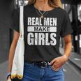 Mens Real Men Make Girls - Family Newborn Paternity Girl Daddy Unisex T-Shirt Gifts for Her