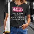 Presley Name Presley Hated By Many Loved By Plenty Heart On Her Sleeve T-Shirt Gifts for Her