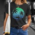 Retro Water Sport Surfboard Palm Tree Sea Tropical Surfing Unisex T-Shirt Gifts for Her