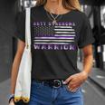 Rett Syndrome Warrior Usa Flag United States Flag Purple Ribbon Rett Syndrome Rett Syndrome Awareness Unisex T-Shirt Gifts for Her