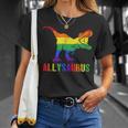 T Rex Dinosaur Lgbt Gay Pride Flag Allysaurus Ally Unisex T-Shirt Gifts for Her