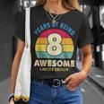 Vintage 8 Years Of Being Awesome Retro 8Th Birthday Boy Girl Unisex T-Shirt Gifts for Her