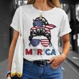 4Th Of July Merica Sunglasses Classy Mom Life Messy Bun Unisex T-Shirt Gifts for Her