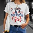 All American Girl 4Th Of July Messy Bun Sunglasses Usa Flag Unisex T-Shirt Gifts for Her