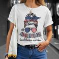 All American Healthcare Worker Nurse 4Th Of July Messy Bun Unisex T-Shirt Gifts for Her