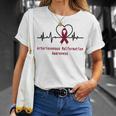 Arteriovenous Malformation Awareness Heartbeat Burgundy Ribbon Arteriovenous Malformation Support Arteriovenous Malformation Awareness Unisex T-Shirt Gifts for Her