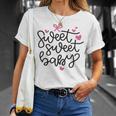 Baby Shower Text Pink Heart Ribbon Design Sweet Sweet Baby Unisex T-Shirt Gifts for Her