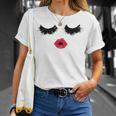 Black Eyelashes Red Lips Mother Day Gift Birthday Holiday Christmas Unisex T-Shirt Gifts for Her