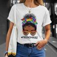 Black Women Free Mom Hugs Messy Bun Lgbtq Lgbt Pride Month Unisex T-Shirt Gifts for Her