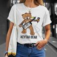 Boston Keytar Bear Street Performer Keyboard Playing Gift Raglan Baseball Tee Unisex T-Shirt Gifts for Her