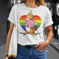 Cute Orange Tabby Cat Skateboarder Rainbow Heart Skater Unisex T-Shirt Gifts for Her