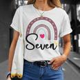 Kids 7Th Birthday Rainbow Party Kids Seven Year Old Unisex T-Shirt Gifts for Her