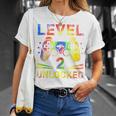 Kids Tie Dye Level 2 Unlocked Gamer 2 Year Old 2Nd Birthday Unisex T-Shirt Gifts for Her