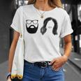 Man With Beard And Glasses With Woman Wavy Hair Unisex T-Shirt Gifts for Her