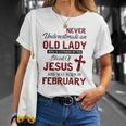 Never Underestimate An Old Lady Who Is Covered By February Unisex T-Shirt Gifts for Her