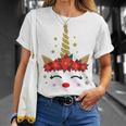 New Christmas Unicorn Face Santicorn Poinsettia Crown Cute Unisex T-Shirt Gifts for Her