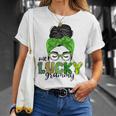 One Lucky Grammy Life Messy Bun St Patricks Day Irish Unisex T-Shirt Gifts for Her