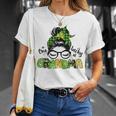 One Lucky Grandma Messy Bun Leopard St Patricks Day Unisex T-Shirt Gifts for Her