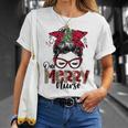 One Merry Nurse Messy Bun Tee Christmas Scrubs For Nurses Unisex T-Shirt Gifts for Her