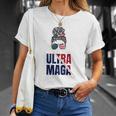 Pro Trump Ultra Mega Messy Bun Usa Flag Anti Joe Biden Unisex T-Shirt Gifts for Her