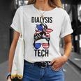 Proud Messy Bun American Dialysis Tech Nurse 4Th Of July Usa Unisex T-Shirt Gifts for Her