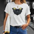 Womens Black Cat Yellow Eyes Kitty Kitten Cat Face Unisex T-Shirt Gifts for Her