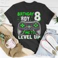 8Th Birthday Boy Eight Yrs Old Level 8 Unlocked Video Gamer Unisex T-Shirt Funny Gifts