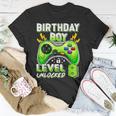 8Th Birthday Boy Level 8 Unlocked Video Game Eight Years Old Unisex T-Shirt Funny Gifts
