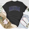 Aruba Varsity Style Navy Blue Text Unisex T-Shirt Unique Gifts