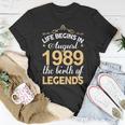 August 1989 Birthday Life Begins In August 1989 V2 T-Shirt Funny Gifts